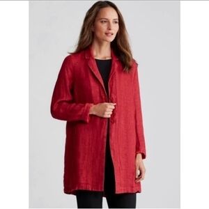 Eileen Fisher 100% Organic Linen Relaxed Delave Brick Red Jacket Blazer Sz. M